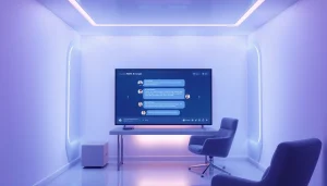 NSFW AI chat interface displayed on a modern screen with ambient lighting.