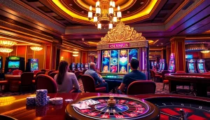 Engaging players at the Olympus slot machine in a luxurious casino atmosphere.