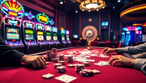 Exciting casino atmosphere with players engaged in poker, reflecting the thrill of rijbewijs kopen and strategic gaming choices.