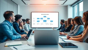 Engaging group discussion on Bid-No-Bid Analysis in a modern office setting.