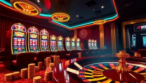 Experience the excitement of gta togel with vibrant slot machines and casino gaming elements.