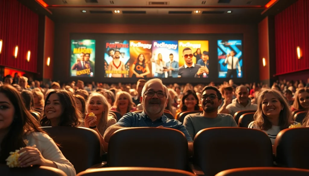 ดูหนัง ภาพของผู้ชมในโรงหนังที่เต็มไปด้วยความตื่นเต้นและความคาดหวัง