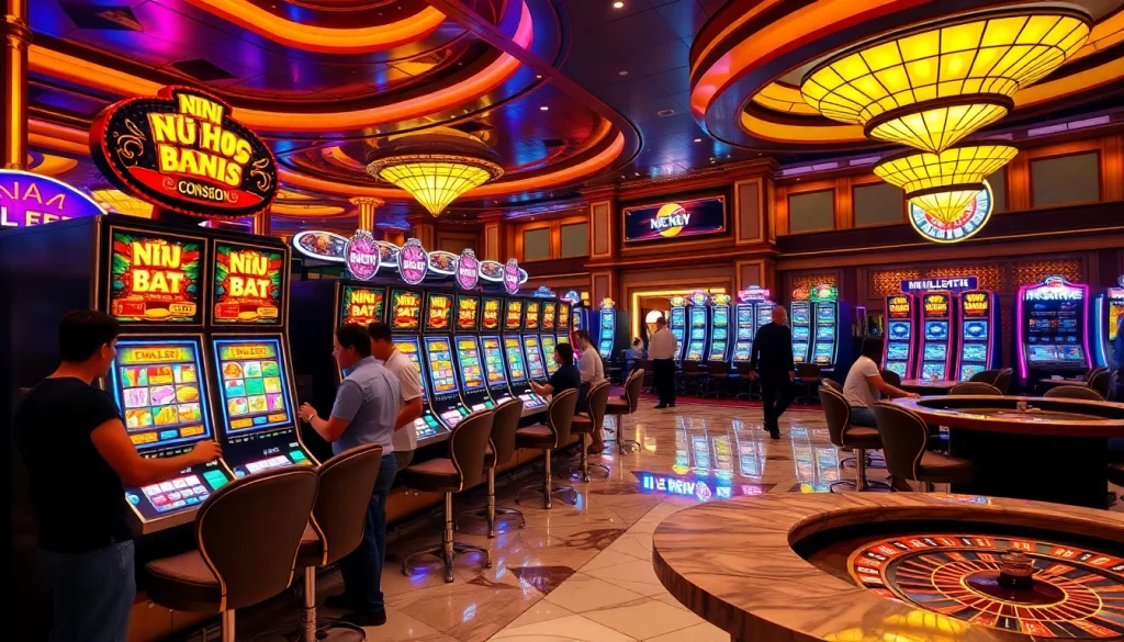 Experience nổ hũ excitement with vibrant slot machines and thrilling casino atmosphere.