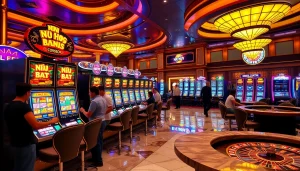 Experience nổ hũ excitement with vibrant slot machines and thrilling casino atmosphere.